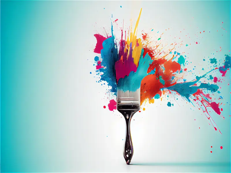 Pinsel mit bunter Farbe