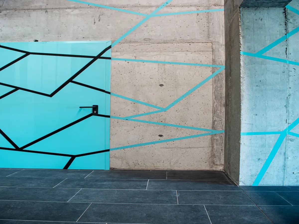 Blaue Wandgestaltung