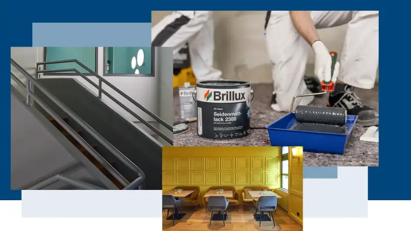 Eine Collage von Bildern zum Thema 2K-Aqua-Lacke