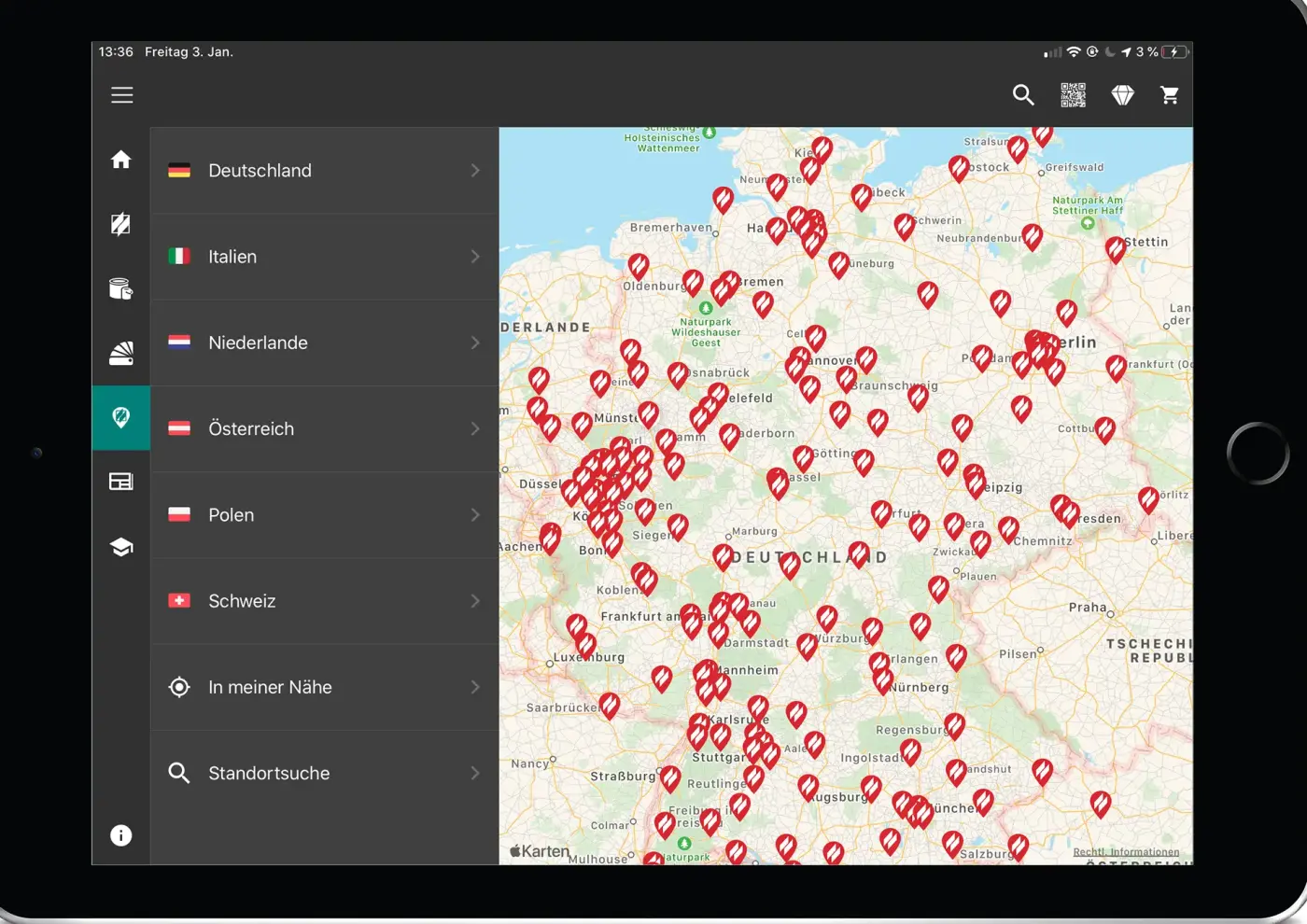 Tablet Brillux App Standorte Map