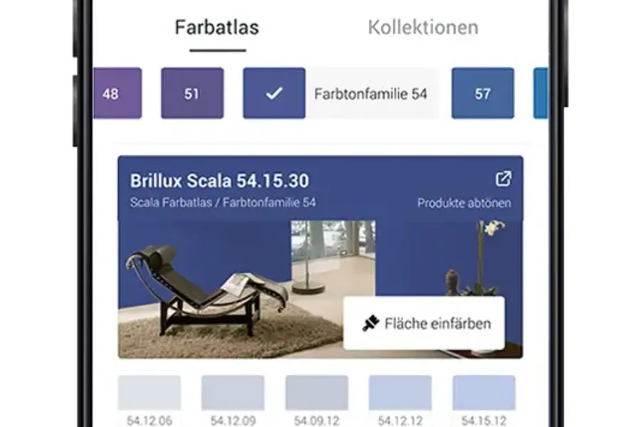 Übersicht mit Farbtönen auf einem Handy