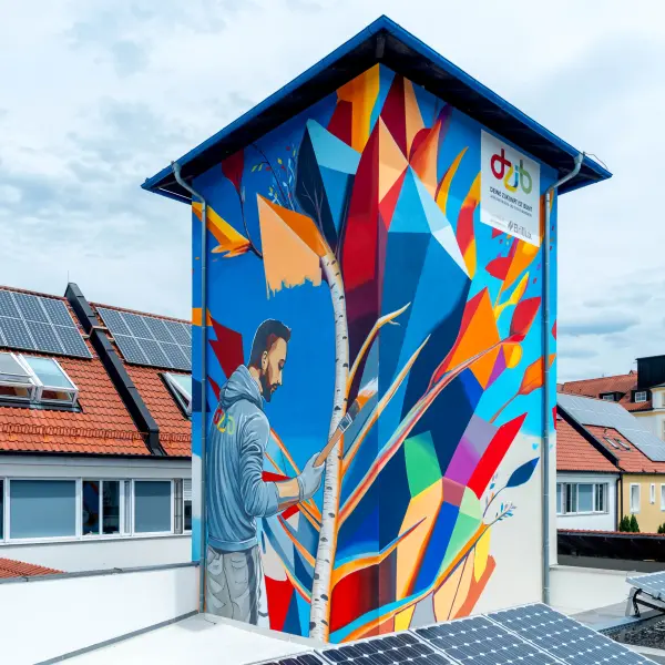Bunte Hausfassade mit dzib