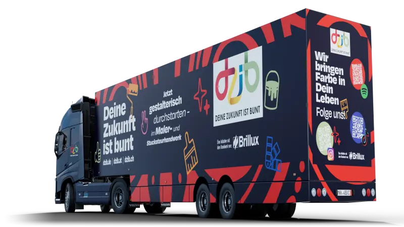 Der Brillux Showtruck von der Seite