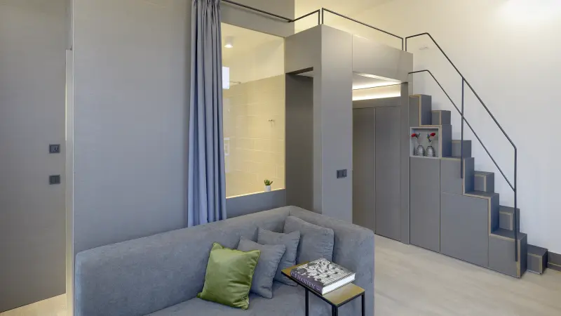 moderne Innenraumausstattung mit Sitzecke