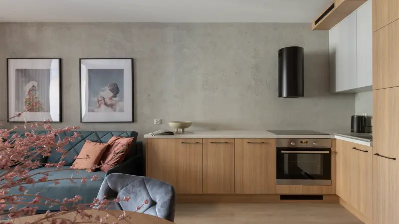 Moderne Holz Küche im Wohnraum