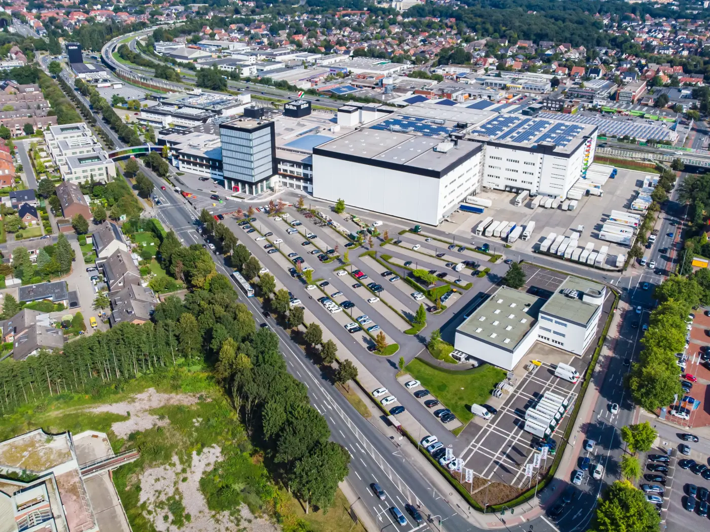 Eine Luftbildaufnahme des Brillux Standortes in Münster