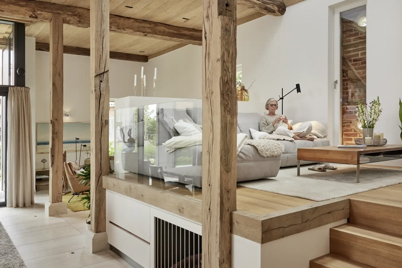 Küche mit alten Dachbalken