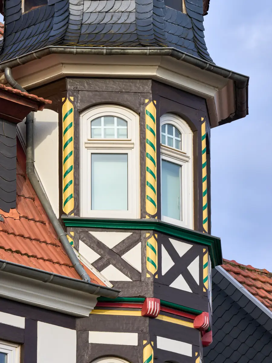 Nahaufnahme Fenster des Fachwerkhauses