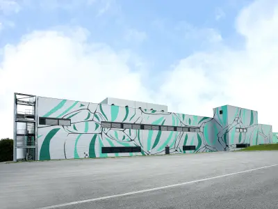 Gesamtansicht der Wurstfabrik in Wien. 