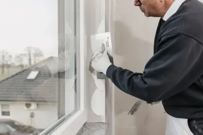 Spachtel am Fenster