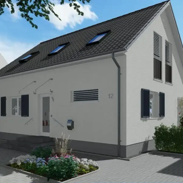 ein Haus mit weißen Wänden