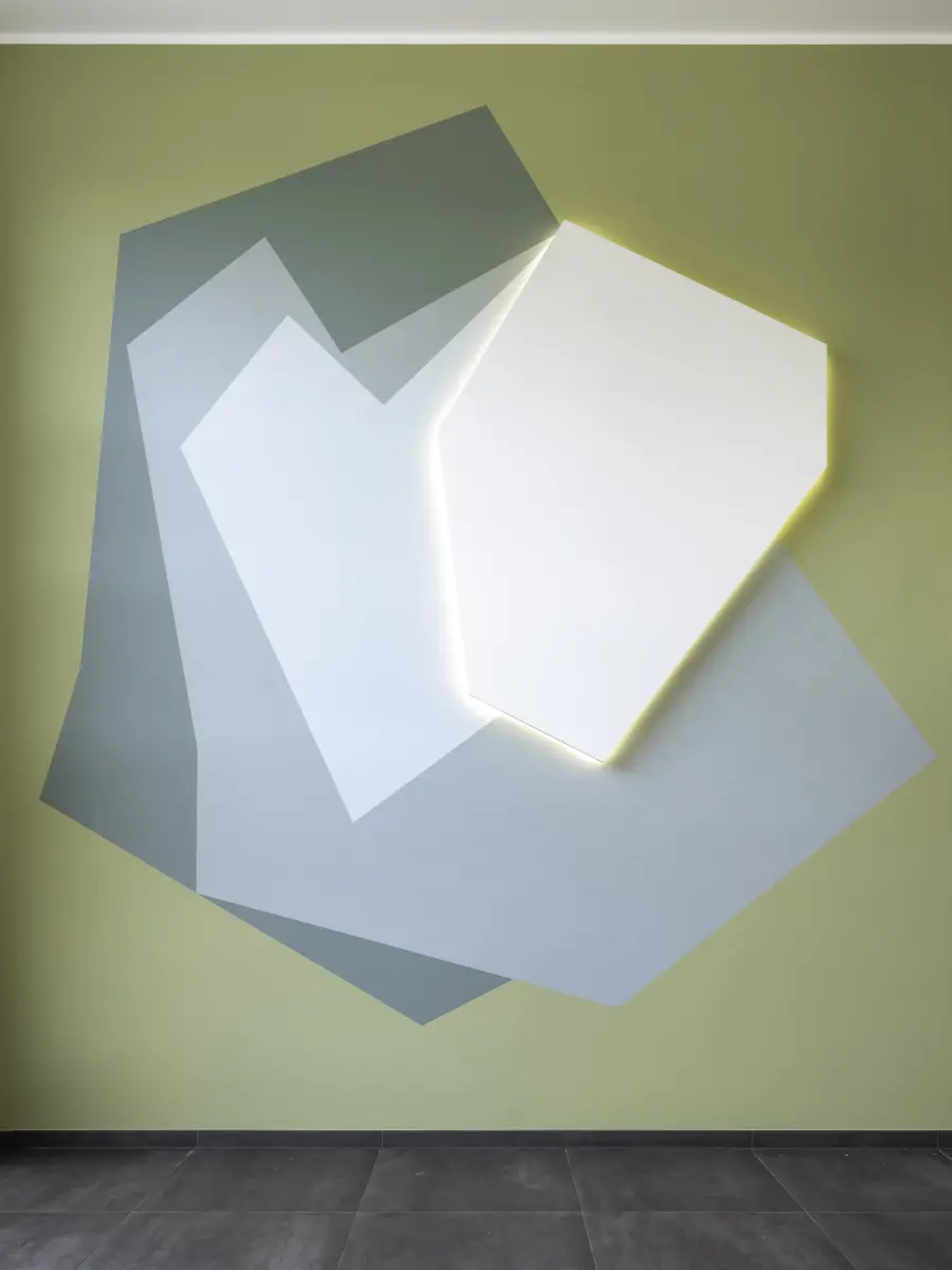 polygonen Formen in drei verschiedenen Grüntönen