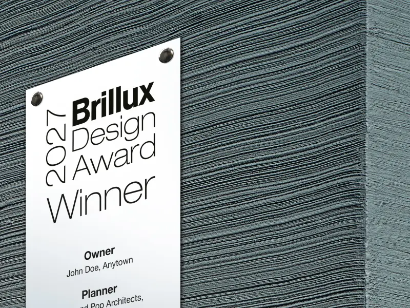 Brillux Design Award sign hanging on the wall
