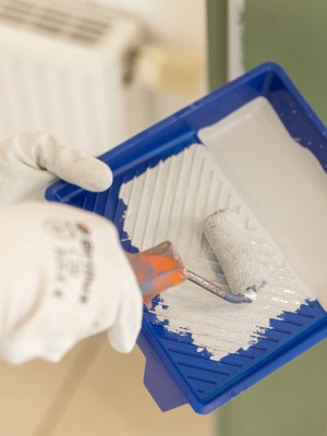 Varioprimer in Farbschale mit Pinsel
